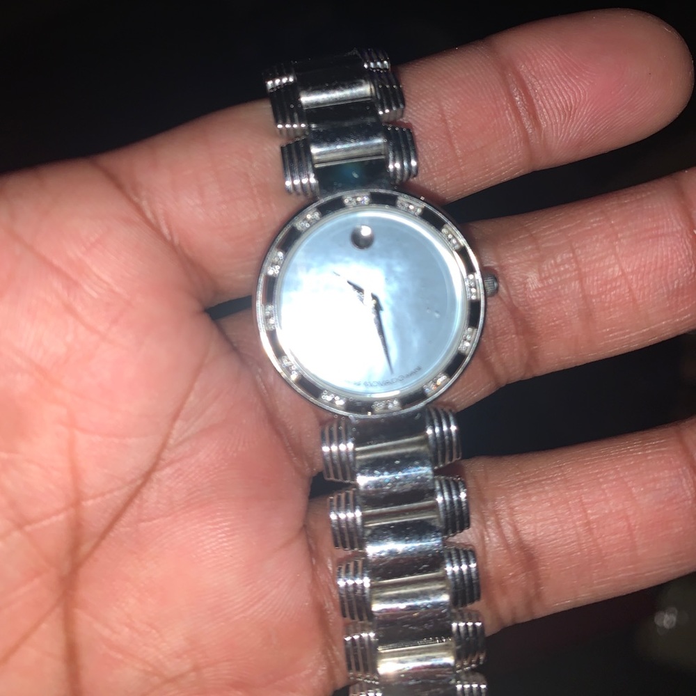 Movado women watch silver blue